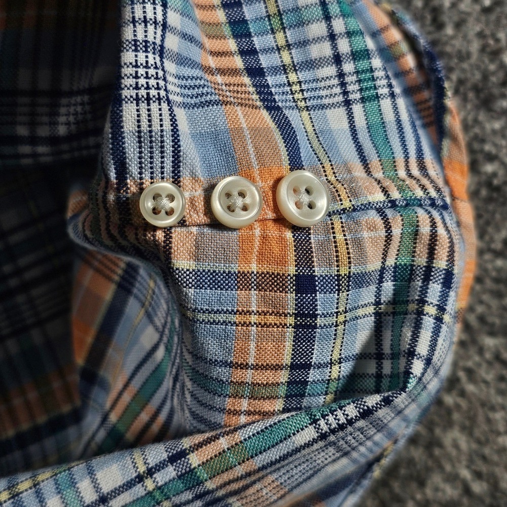 Ralph Lauren Button Down Mens XXL Blue Orange Plaid Classic Fit Cotton Preppy - Picture 10 of 11